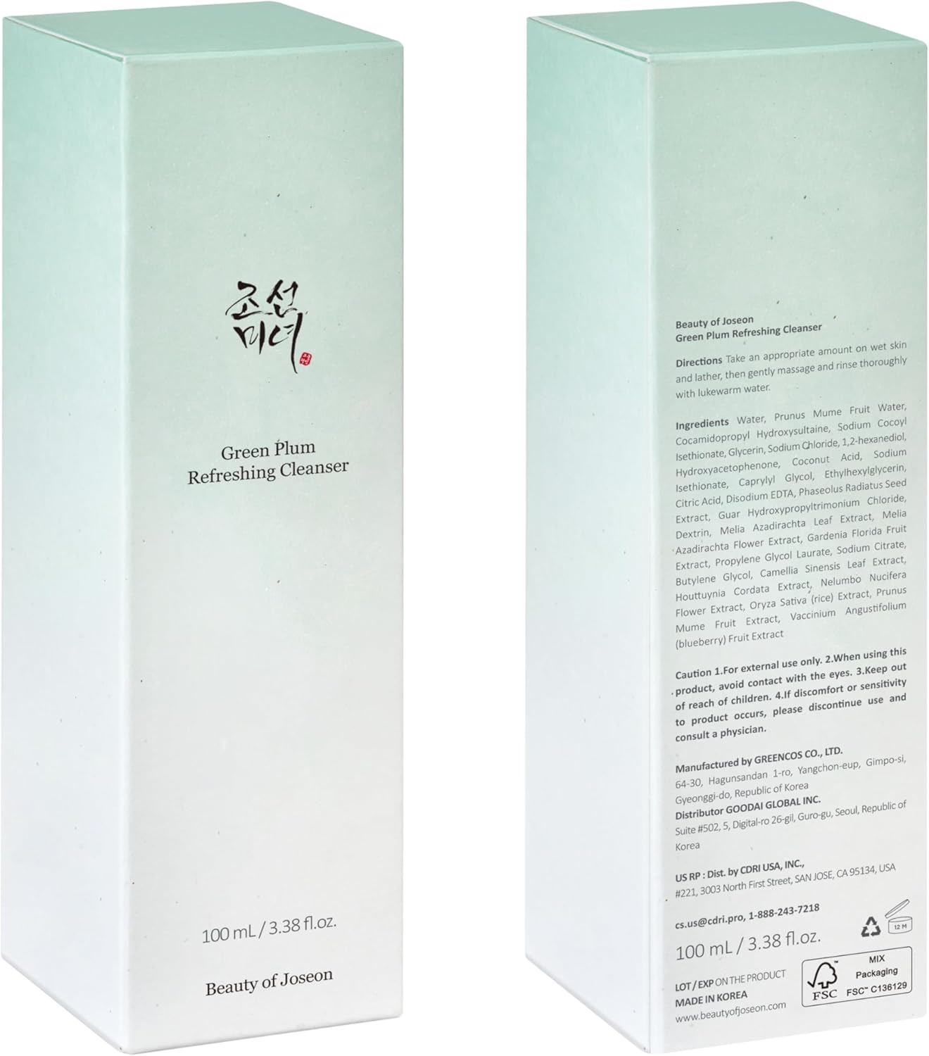 Beauty of Joseon Limpiador Refrescante Green Plum 100 ml
