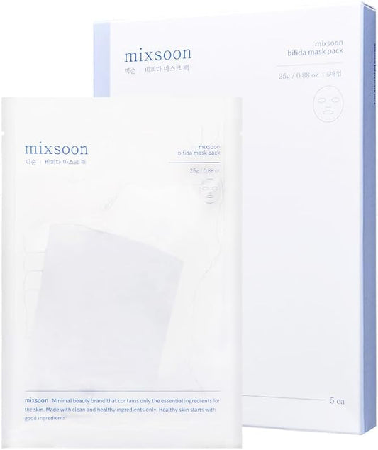 Mixsoon Mascarilla Facial de Tela con Bifida – Pack 5 unidades