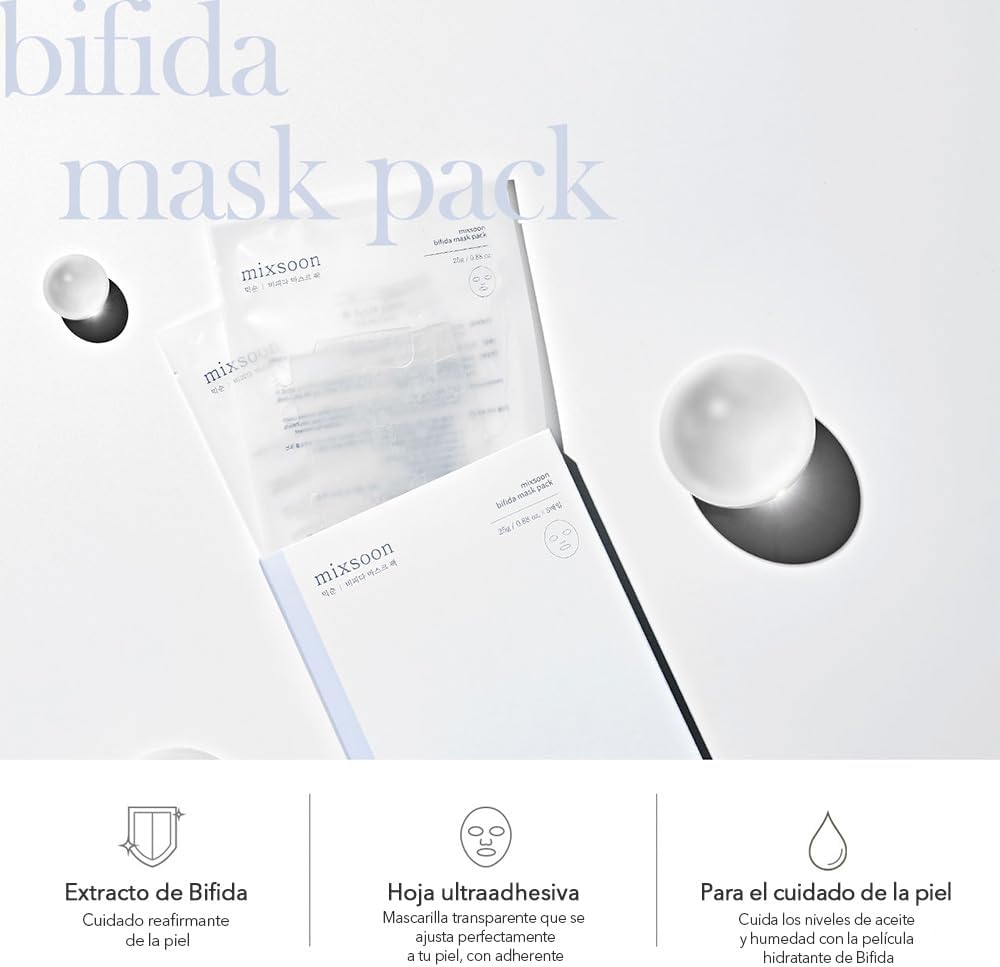Mixsoon Mascarilla Facial de Tela con Bifida – Pack 5 unidades